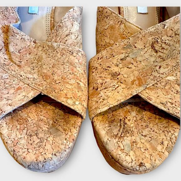 Diane von Furstenberg Liberty Wedge Sandals Natural Cork 9.5 - Picture 5 of 11